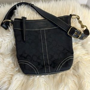 Vintage Authentic Coach soho slim duffle signature Logo Canvas  Leather Handbag